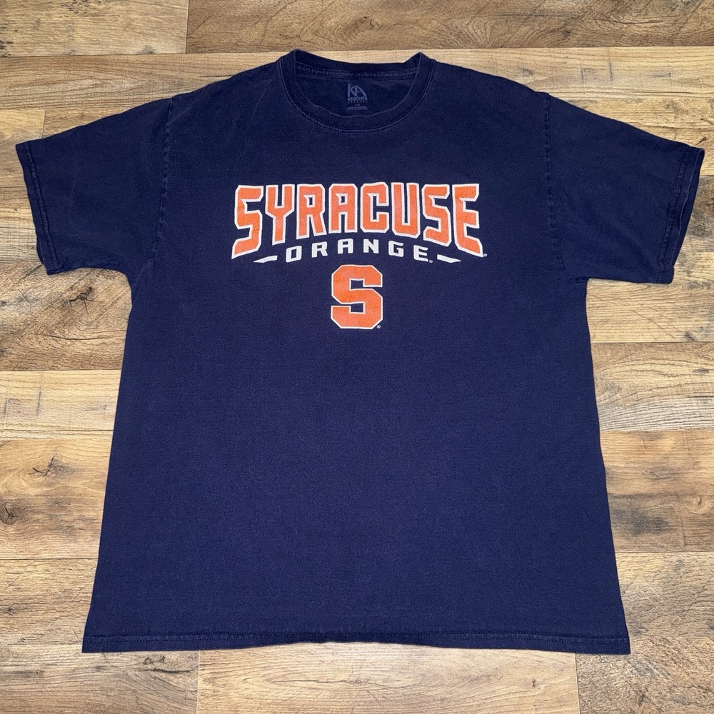 Vintage NCAA Syracuse Orange Knights Apparel Men's T Shirt Navy Blue Size Large